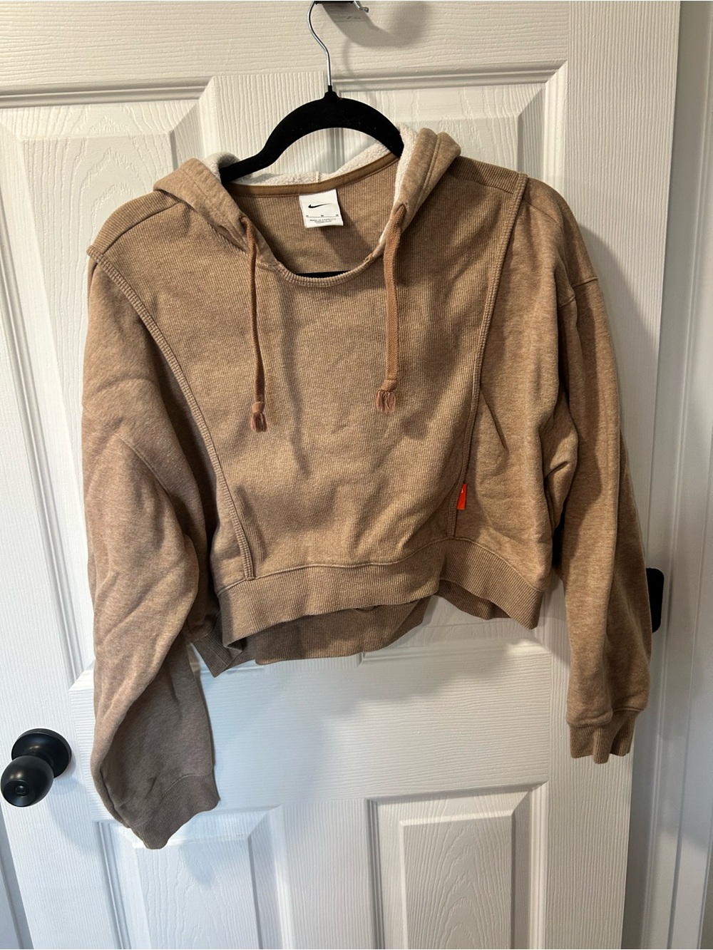 Nike Women's Cropped Hoodie Sweatshirt - Beige/Tan